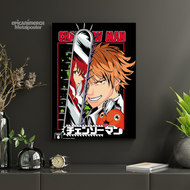 Chainsaw Man: Denji & Makima Split Metal Poster