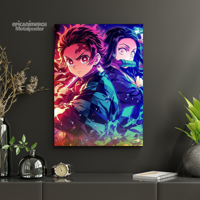 Demon Slayer – Tanjiro & Nezuko “Bond of Siblings” Premium Metal Poster