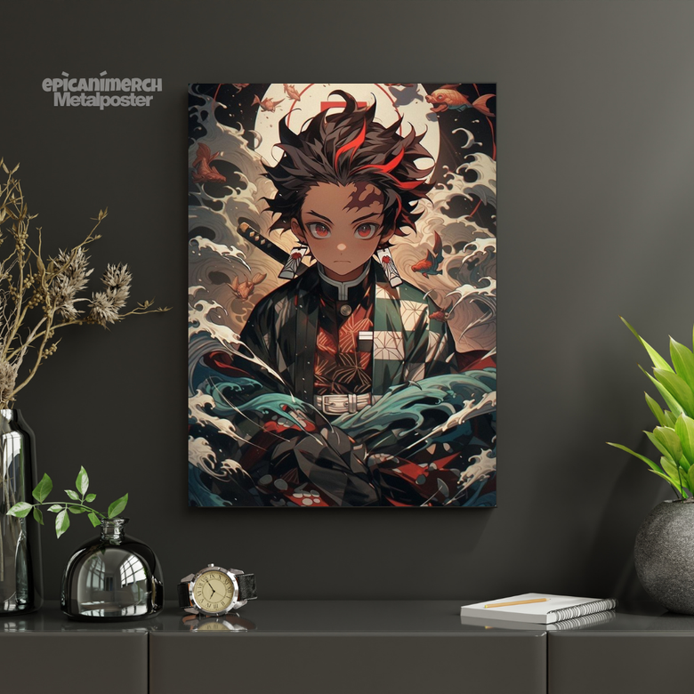 Demon Slayer – Tanjiro “Waves of Resolve” Premium Metal Poster