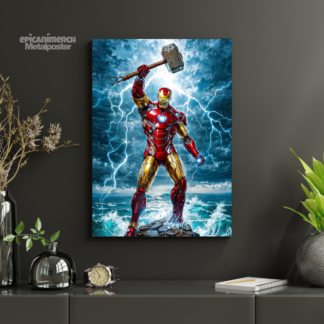 Iron Man With Hammer Metal Poster for Marvel Fans