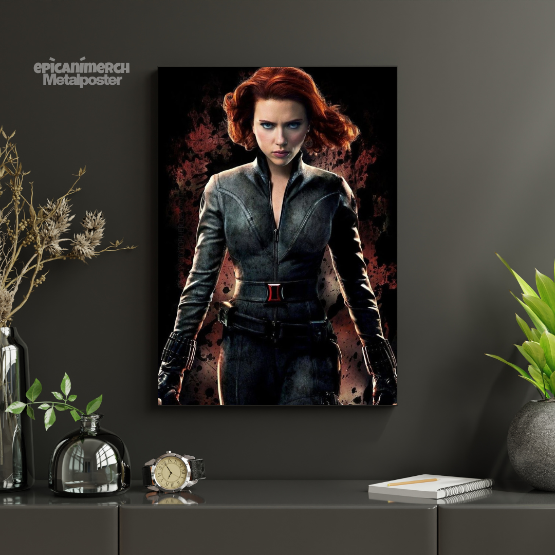 Epic Black Widow Marvel Wall Poster on Metal