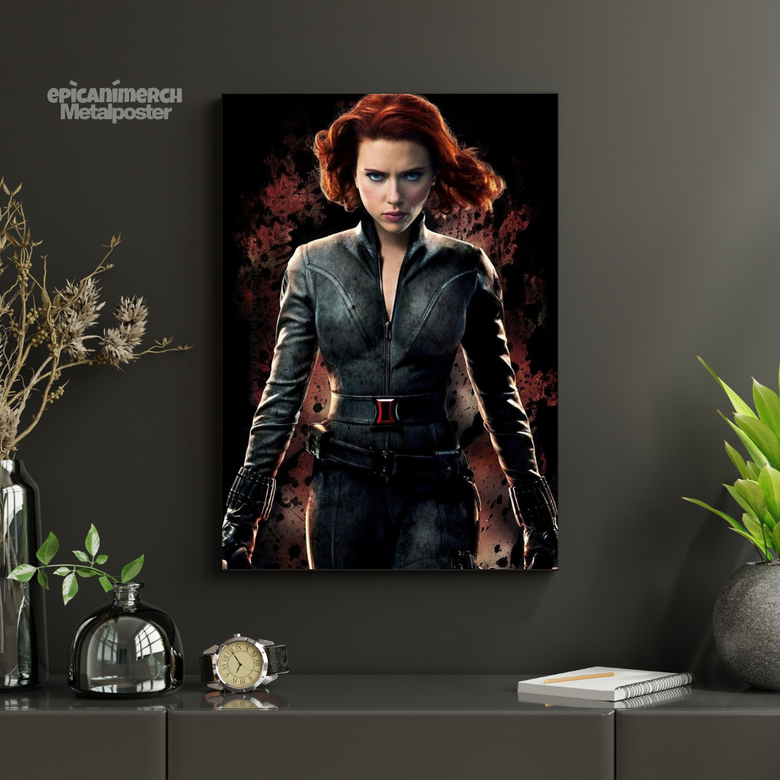 Epic Black Widow Marvel Wall Poster on Metal