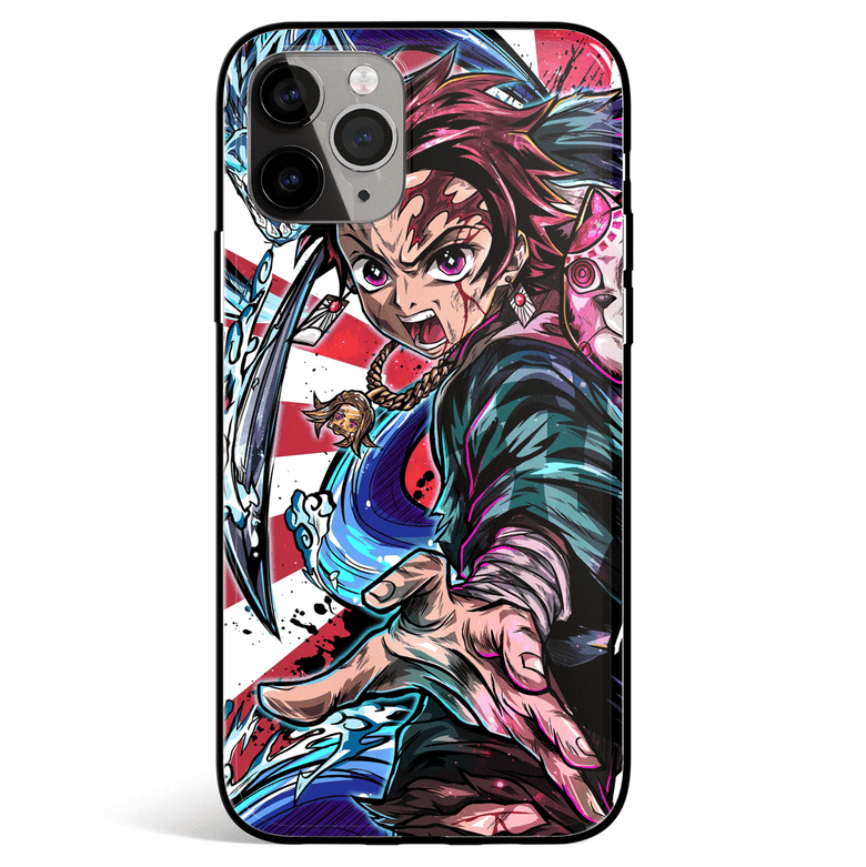 Demon Slayer Fury Tanjiro Kamado Tempered Glass Soft Silicone iPhone Case