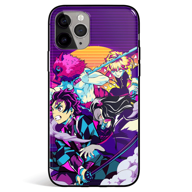 Demon Slayer Tanjiro Inosuke Zenitsu Tempered Glass Soft Silicone iPhone Case