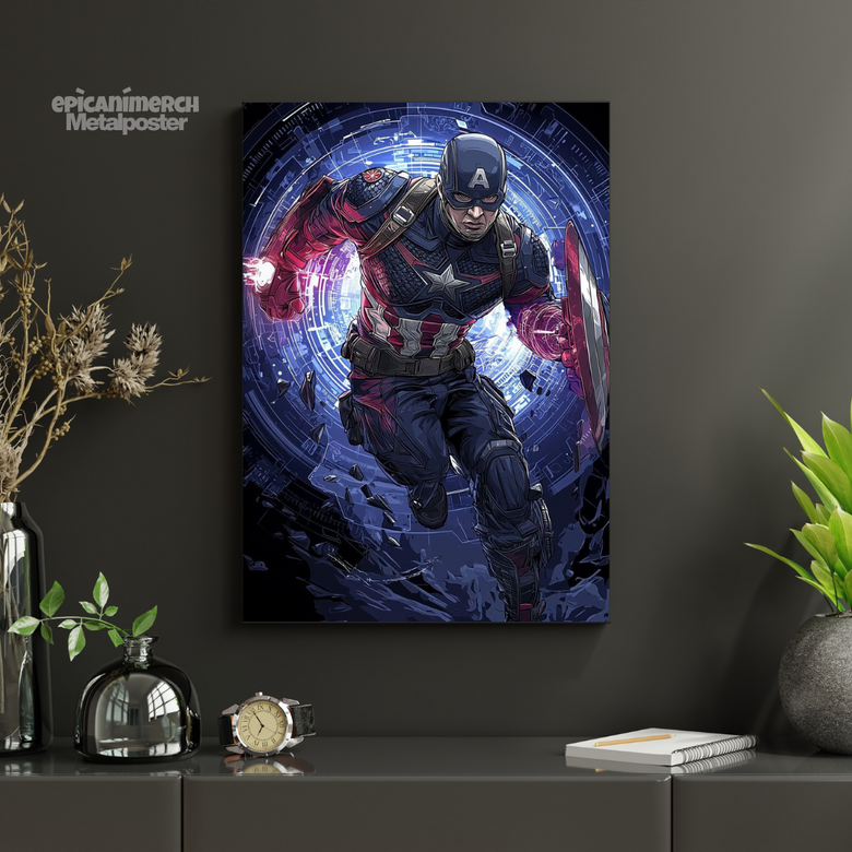 Iconic Captain America Shield Design Metal Poster