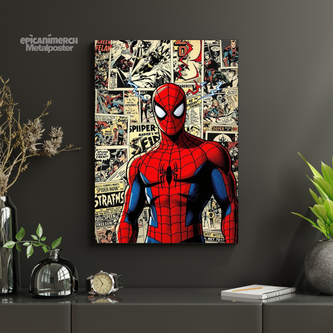 Action-Packed Spider-Man Comic Metal Poster