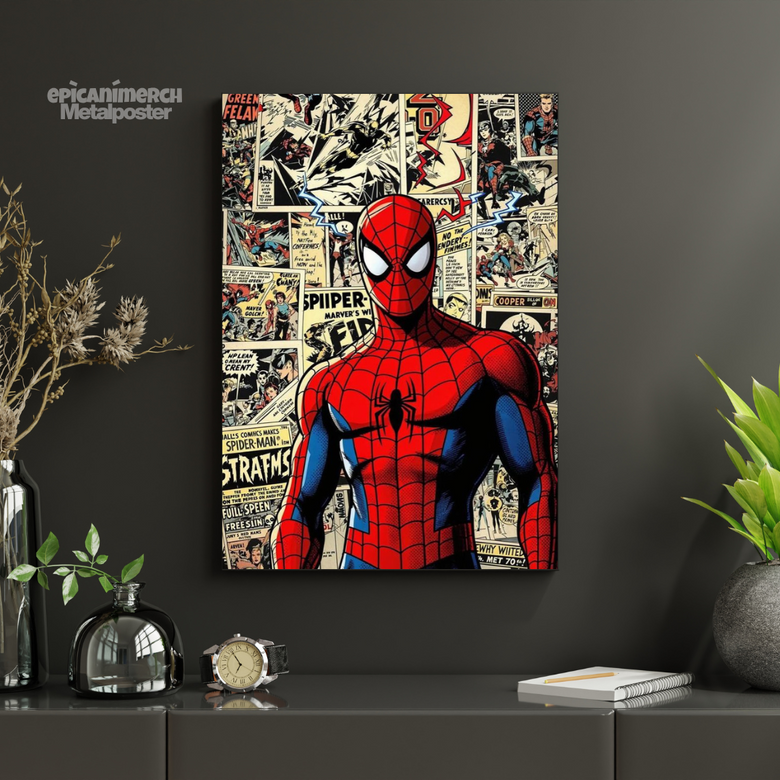 Action-Packed Spider-Man Comic Metal Poster