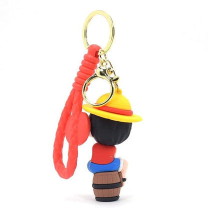 Anime Luffy With Barrel 3D Keychain