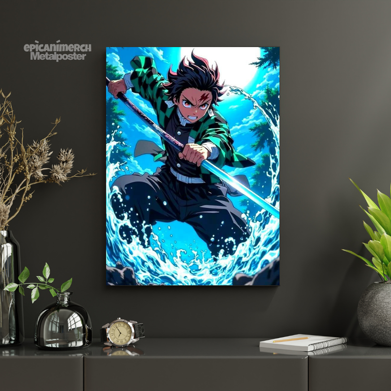 Demon Slayer – Tanjiro “Water Breathing Flow” Premium Metal Poster