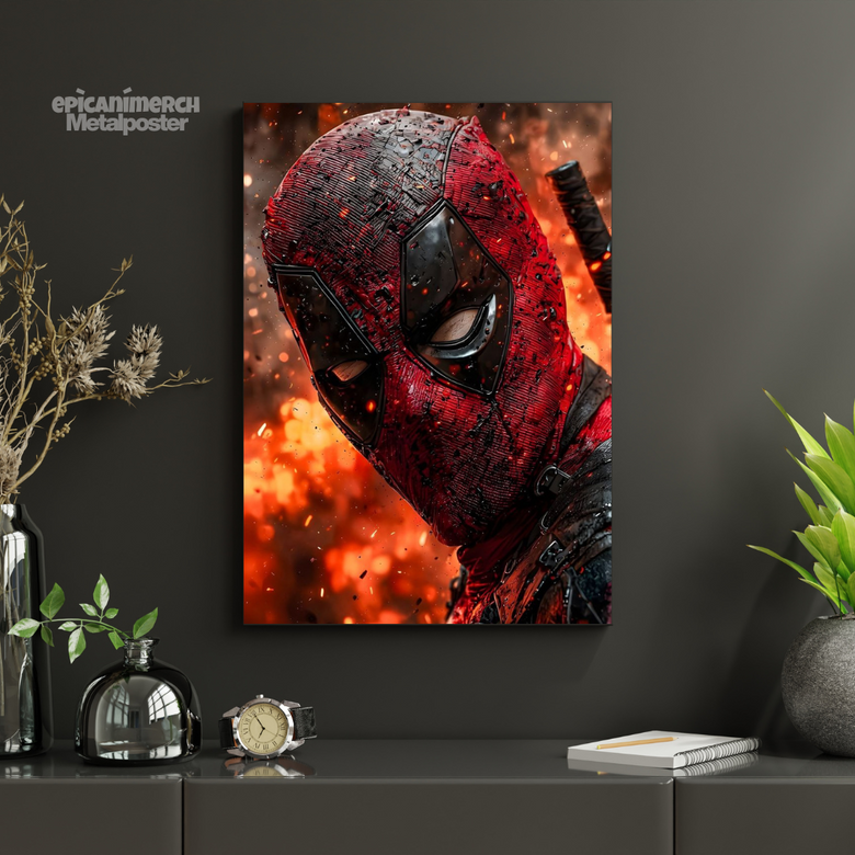Stylish Deadpool Metal Wall Poster for Marvel Fans