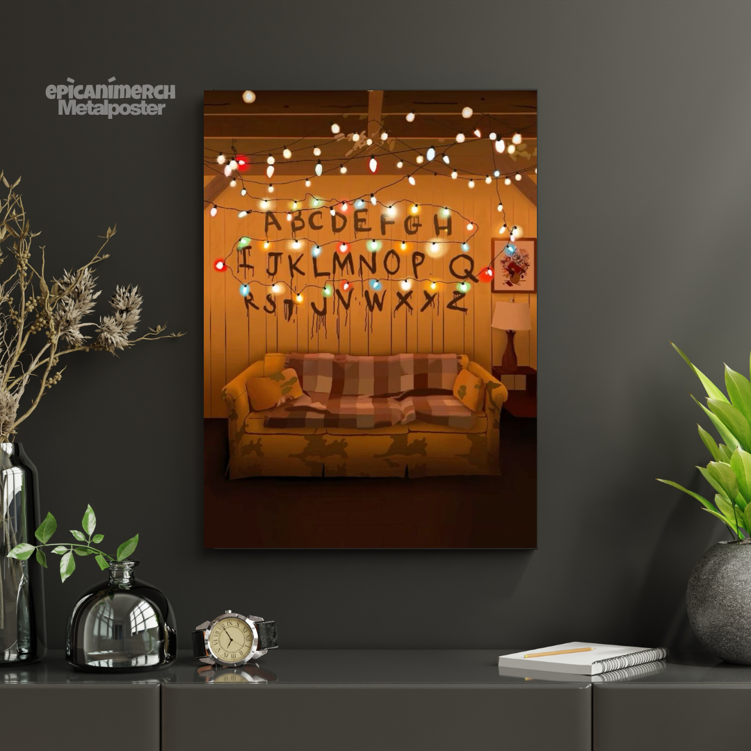 Stranger Things Alphabet Wall Lights Metal Poster