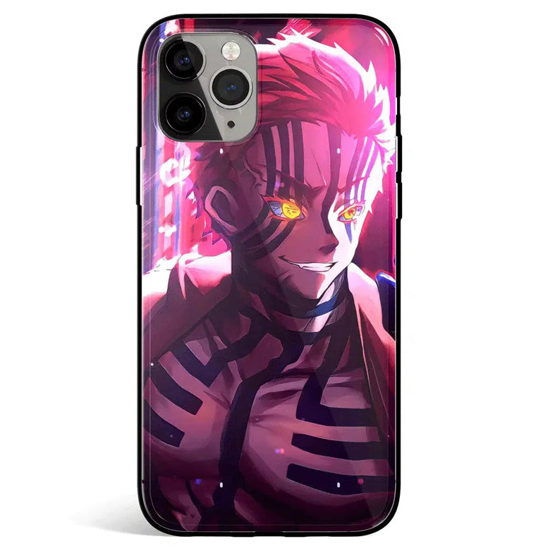 Demon Slayer Akaza Tempered Glass Soft Silicone iPhone Case