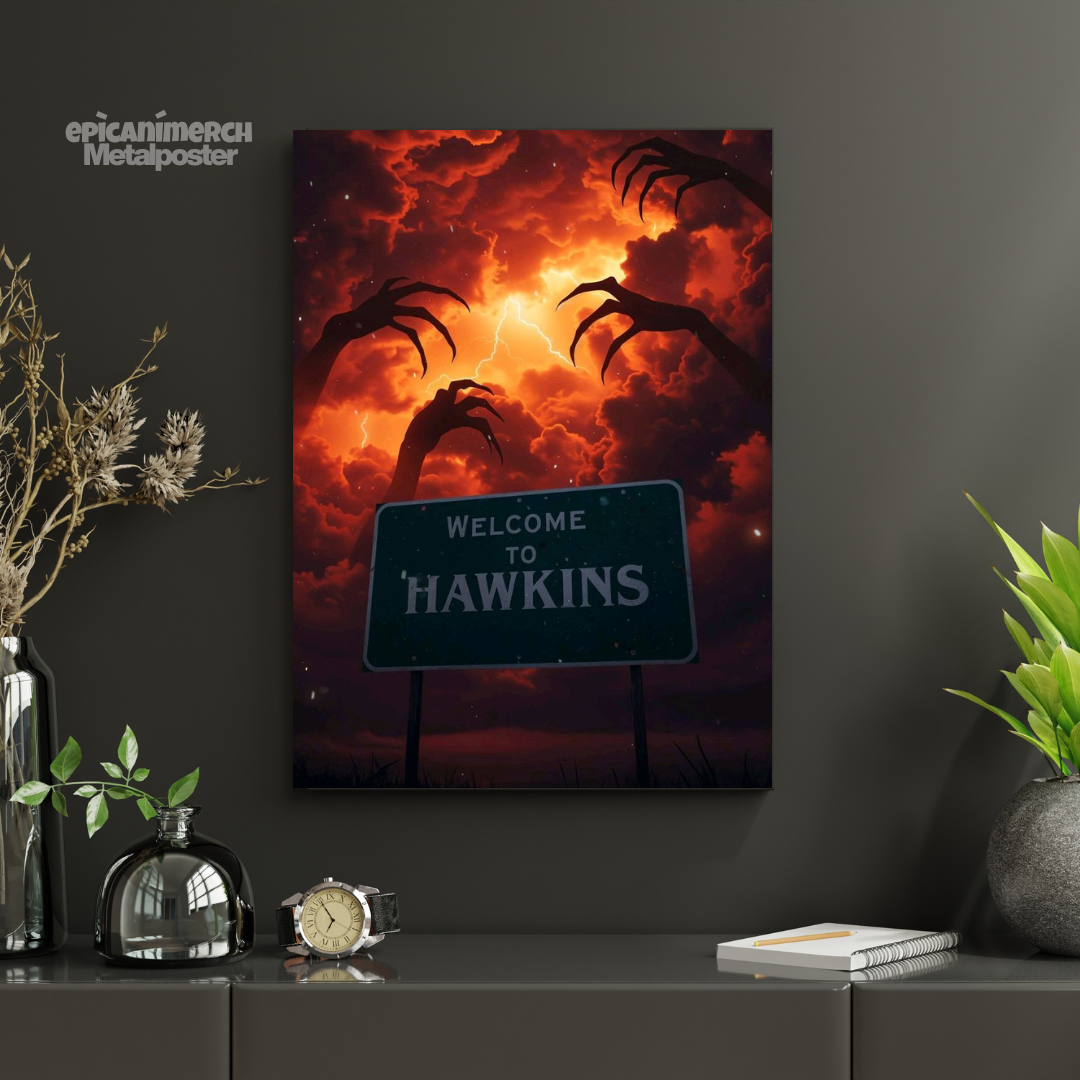 Hawkins Under Fire – Stranger Things Premium Metal Poster