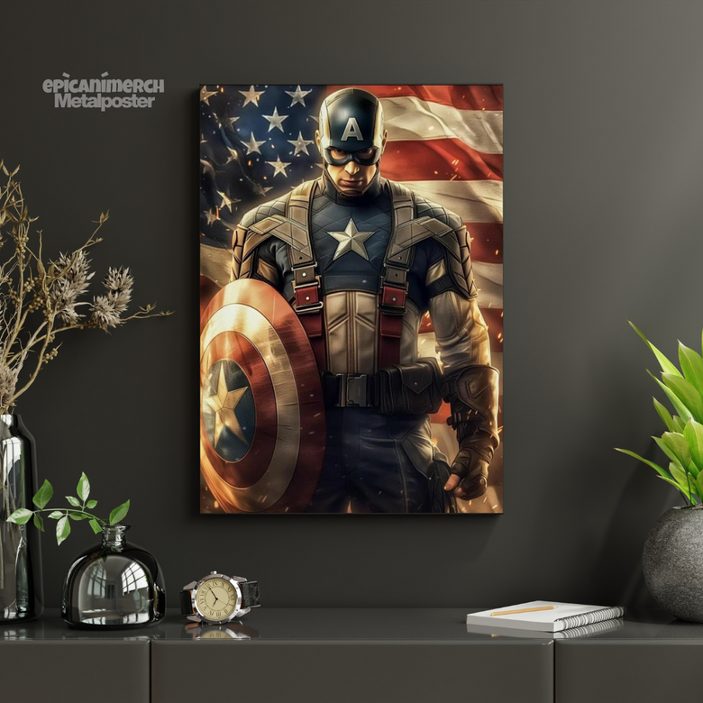 Captain America Shield Metal Poster – Bold Marvel Wall Decor