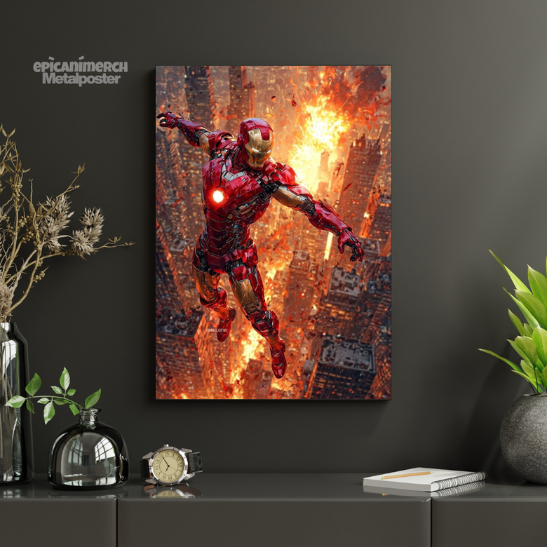 Premium Iron Man Armor Glow Metal Wall Art
