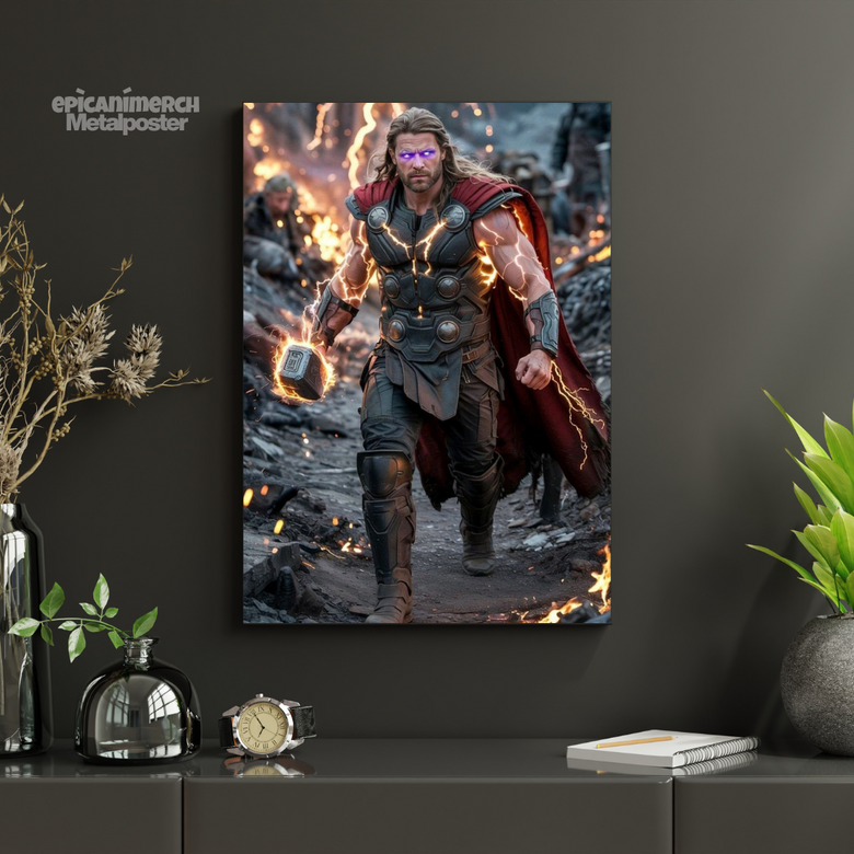 Marvel Avengers Thor with Mjolnir Metal Poster