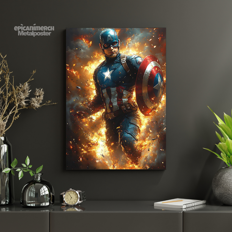 Marvel Captain America Metal Poster – Heroic Wall Display