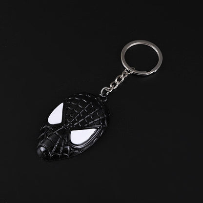 Spider man face metal keychain