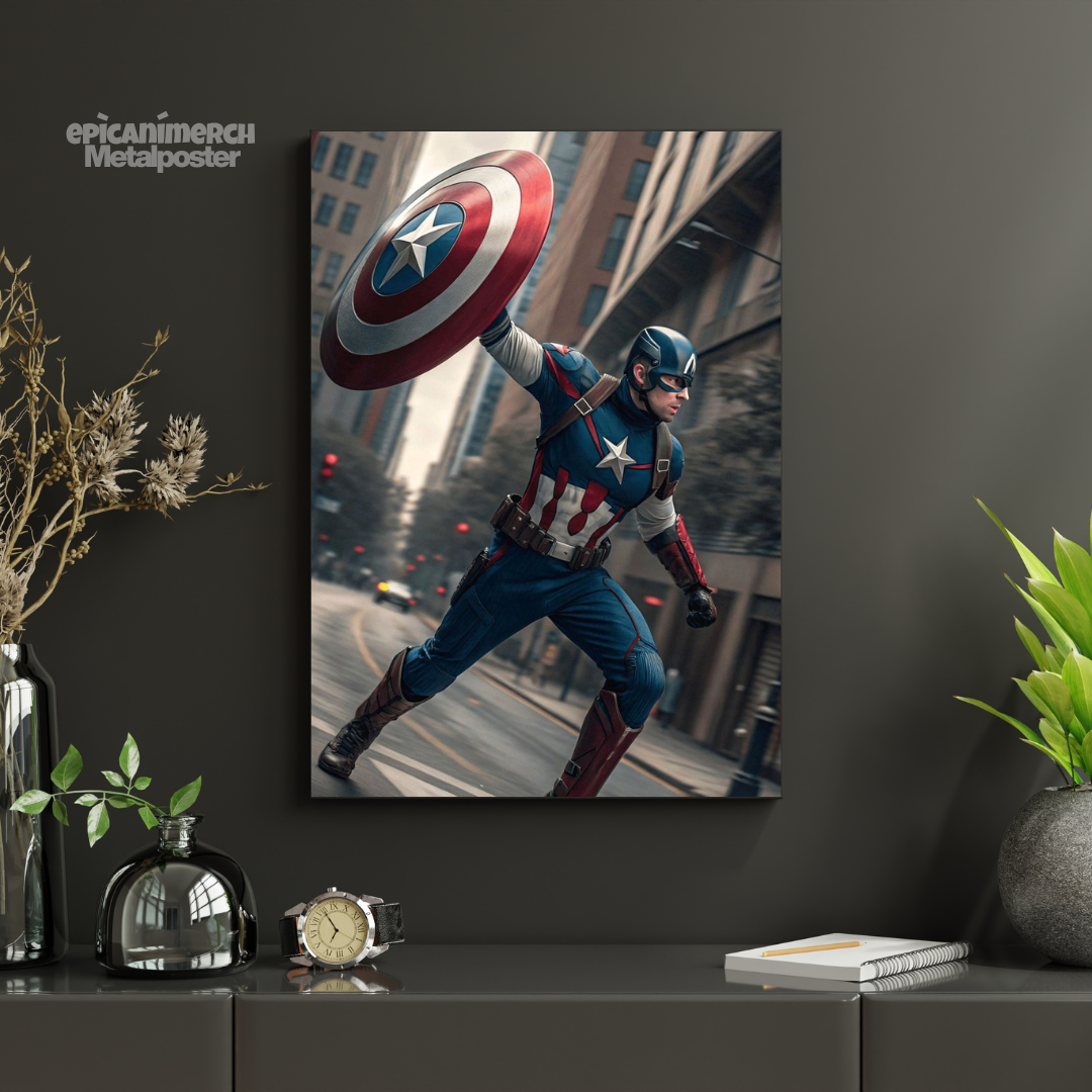High-Definition Captain America Shield Metal Wall Art
