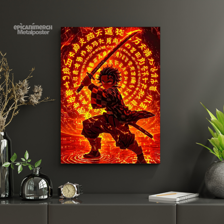 Demon Slayer – Tanjiro “Flame of Resolve” Premium Metal Poster