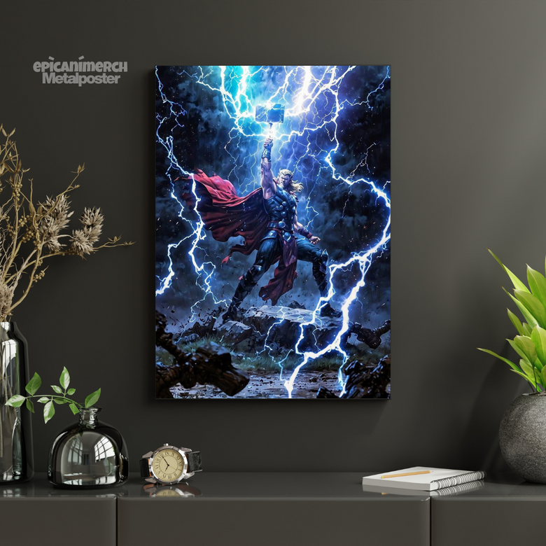 Thor Unleashing Storm Power Metal Poster