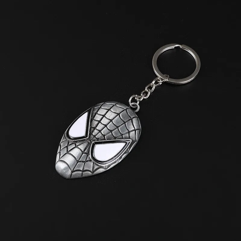 Spider man face metal keychain