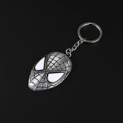 Spider man face metal keychain