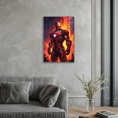 Iron Man Firestorm Metal Wall Poster – Legendary Hero Print