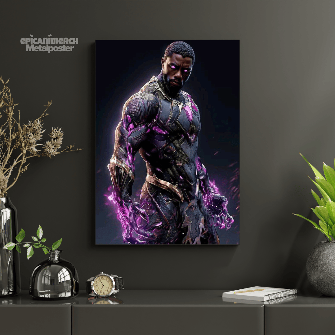 Black Panther Chadwick Boseman Metal Wall Art Poster – Premium Marvel Superhero Home Décor