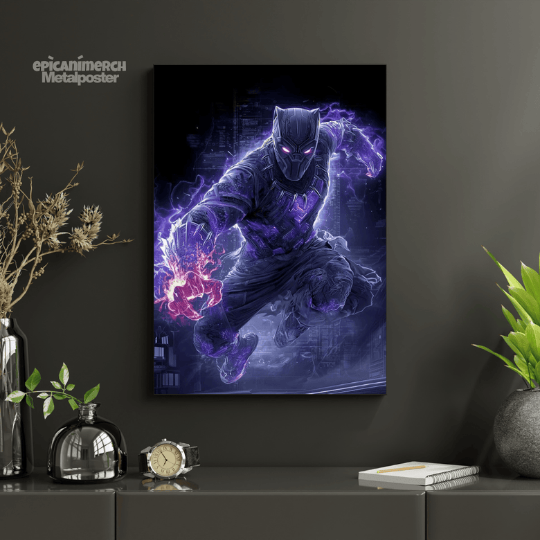 Black Panther Vibranium Power Metal Wall Art Poster – Premium Marvel Superhero Home Décor
