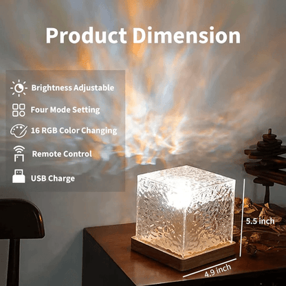 Dynamic Rotating Water Ripple Crystal Night Light